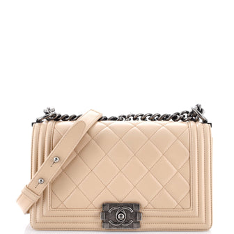 Chanel Boy Flap Bag Quilted Lambskin Old Medium