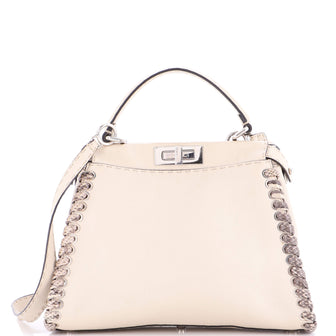 Fendi Peekaboo Bag Leather with Python Whipstitch Regular