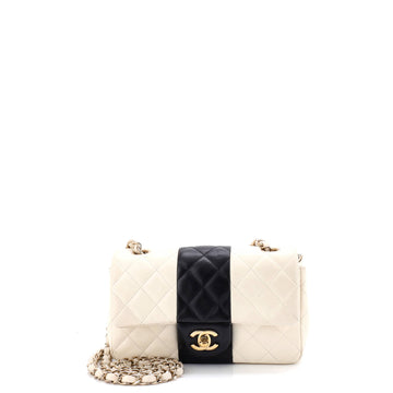 Chanel Bicolor Classic Single Flap Bag Quilted Lambskin Mini