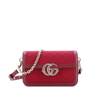Gucci Go Shoulder Bag GG Canvas with Leather Small
