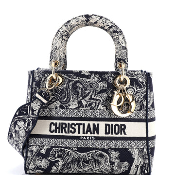 Christian Dior Lady D-Lite Bag Embroidered Canvas Medium