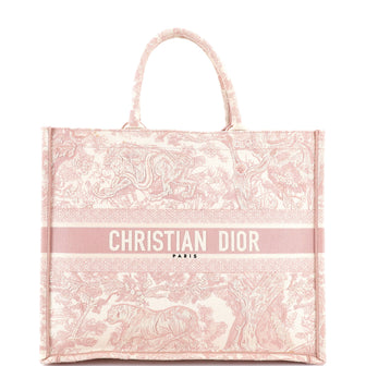 Christian Dior Book Tote Embroidered Canvas Large