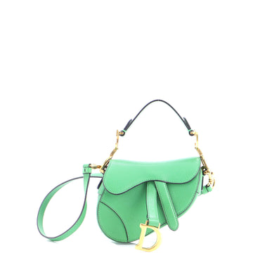 Christian Dior Saddle Handbag with Strap Leather Micro