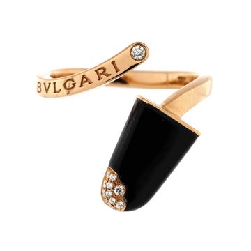 Bvlgari Gelati Ring 18K Rose Gold with Onyx and Diamonds