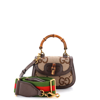 Gucci Bamboo 1947 Top Handle Bag Jumbo GG Canvas Mini