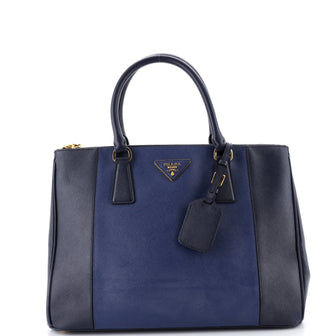 Prada Bicolor Double Zip Lux Tote Saffiano Leather Medium