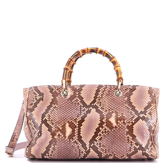 Gucci Bamboo Shopper Tote Python Medium