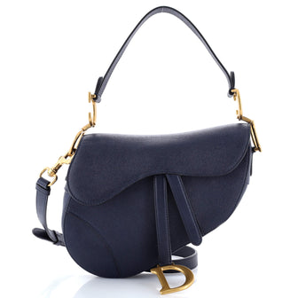 Christian Dior Saddle Handbag with Strap Leather Medium