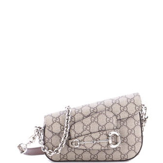 Gucci Horsebit 1955 Asymmetric Shoulder Bag GG Coated Canvas Mini