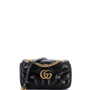 Gucci GG Marmont Flap Bag Studded Matelasse Leather Small