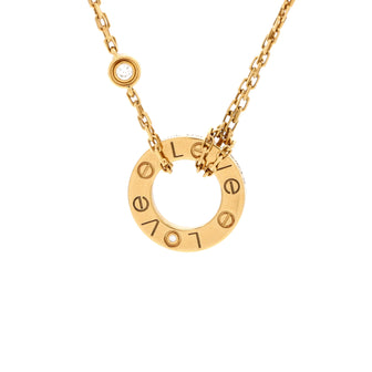 Cartier 2 Diamonds Love Pendant Necklace 18K Yellow Gold and Diamonds