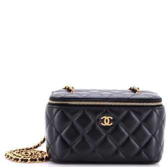 Chanel Pearl Crush Vanity Case with Chain Quilted Lambskin Small