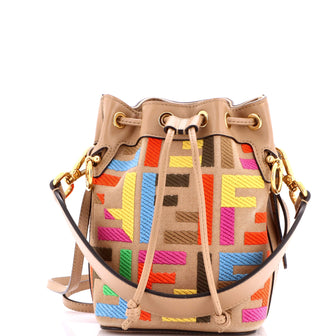 Fendi Mon Tresor Bucket Bag Zucca Embroidered Canvas Mini
