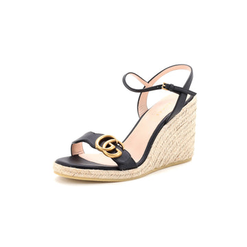Gucci Women's GG Marmont Wedge Espadrille Sandals Leather