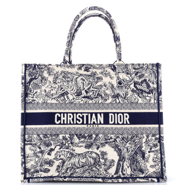 Christian Dior Book Tote Embroidered Canvas Large