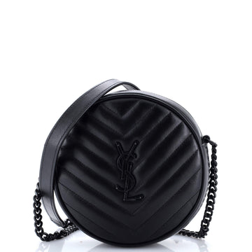 Saint Laurent Vinyle Round Camera Bag Matelasse Chevron Leather