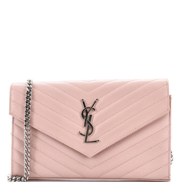 Saint Laurent Classic Monogram Wallet on Chain Matelasse Chevron Leather Medium