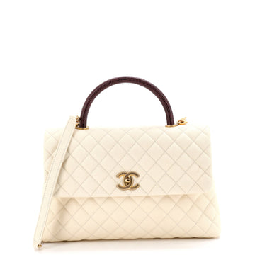 Chanel Coco Top Handle Bag Quilted Caviar with Lizard Medium
