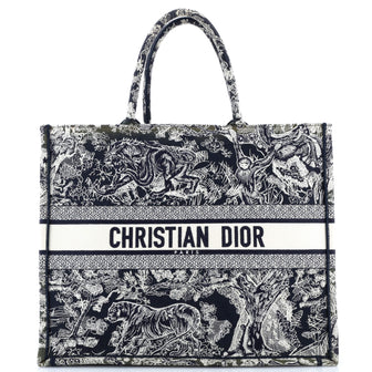 Christian Dior Book Tote Embroidered Canvas Large