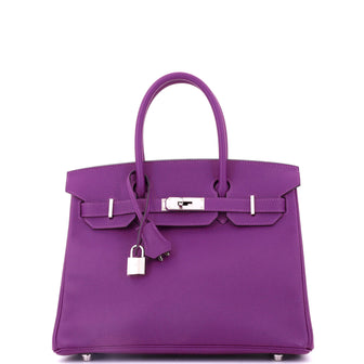 Hermes Birkin Handbag Purple Epsom with Palladium Hardware 30