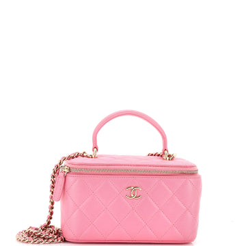 Chanel Classic Top Handle Vanity Case with Chain Quilted Lambskin Small