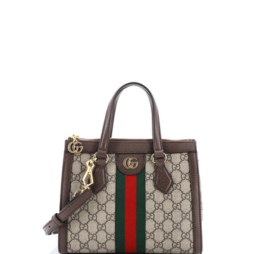 Gucci Ophidia Top Handle Tote GG Coated Canvas with Leather Small