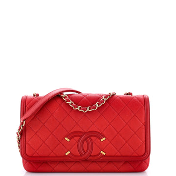 Chanel Filigree Flap Bag Quilted Caviar Medium