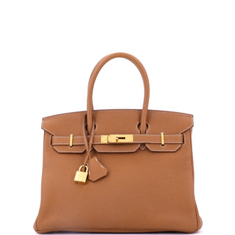 Hermes Birkin Handbag Brown Togo with Gold Hardware 30