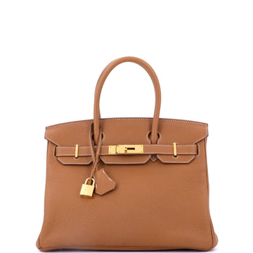 Hermes Birkin Handbag Brown Togo with Gold Hardware 30