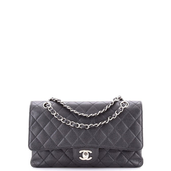 Chanel Vintage Classic Double Flap Bag Quilted Caviar Medium