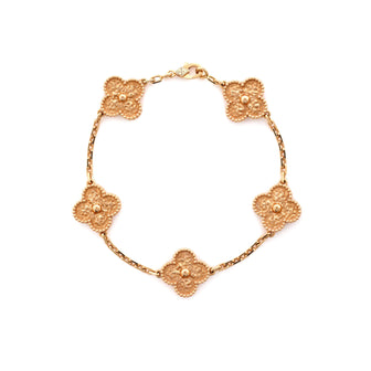 Van Cleef & Arpels Vintage Alhambra 5 Motifs Bracelet 18K Rose Gold