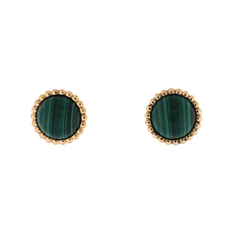 Van Cleef & Arpels Perlée Couleurs Stud Earrings 18K Yellow Gold and Malachite