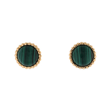 Van Cleef & Arpels Perlée Couleurs Stud Earrings 18K Yellow Gold and Malachite