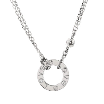 Cartier 2 Diamonds Love Pendant Necklace 18K White Gold with Diamonds