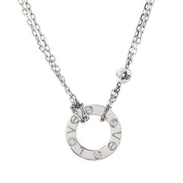 Cartier 2 Diamonds Love Pendant Necklace 18K White Gold with Diamonds