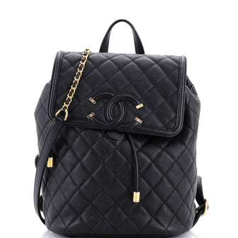 Chanel Filigree Backpack Quilted Caviar Large