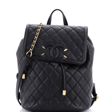 Chanel Filigree Backpack Quilted Caviar Large