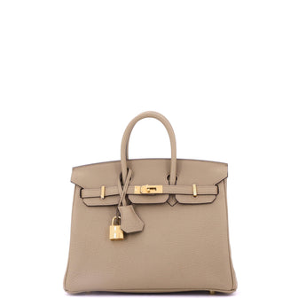 Hermes Birkin Handbag Brown Togo with Gold Hardware 25