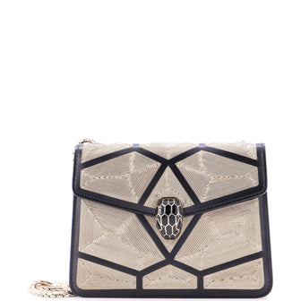 Bvlgari Serpenti Forever Square Shoulder Bag Chain Embellished Leather Small