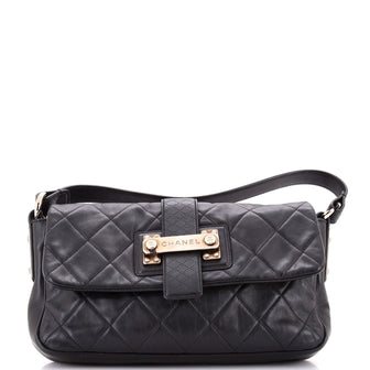 Chanel Door Latch Flap Shoulder Bag Quilted Leather Medium