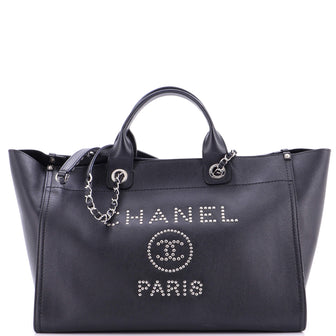 Chanel Deauville Tote Studded Caviar Medium