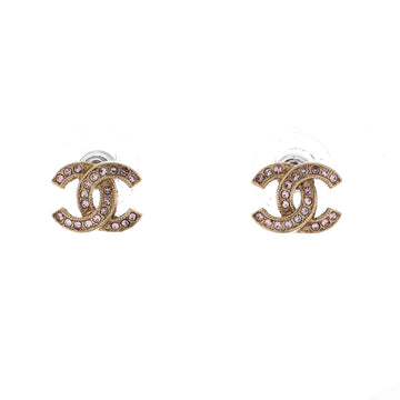 Chanel CC Stud Earrings Metal with Crystals