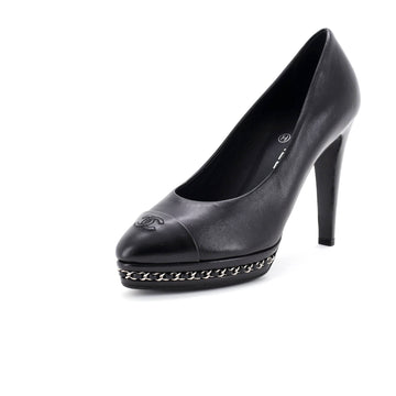 Chanel Women's CC Cap Toe Chain Around Pumps Leather