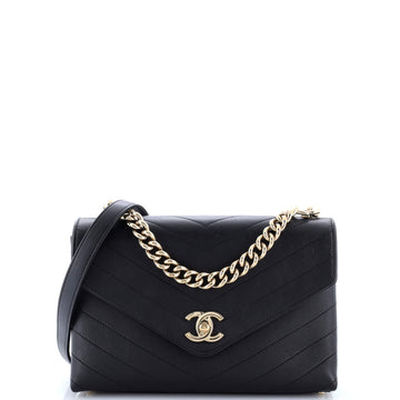 Chanel Coco Chevron Flap Bag Stitched Calfskin Small