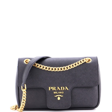 Prada Pattina Flap Shoulder Bag Saffiano Leather Small