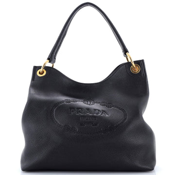 Prada Logo Hobo Embossed Vitello Daino Medium