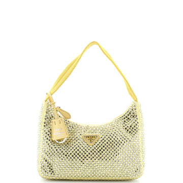 Prada Re-Edition 2000 Hobo Crystal Embellished Satin Mini