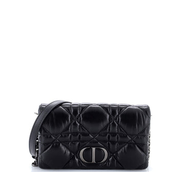 Christian Dior Caro Flap Pouch with Chain Macrocannage Quilt Calfskin Mini