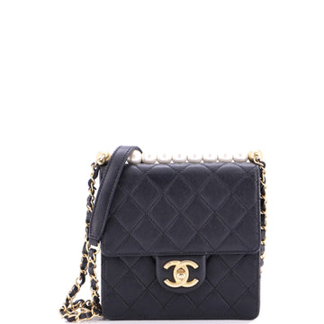 Chanel Chic Pearls Flap Bag Quilted Goatskin Mini