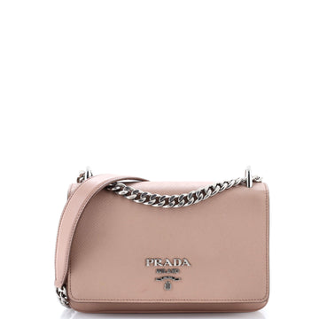 Prada Chain Flap Crossbody Bag Saffiano and Soft Calf Small